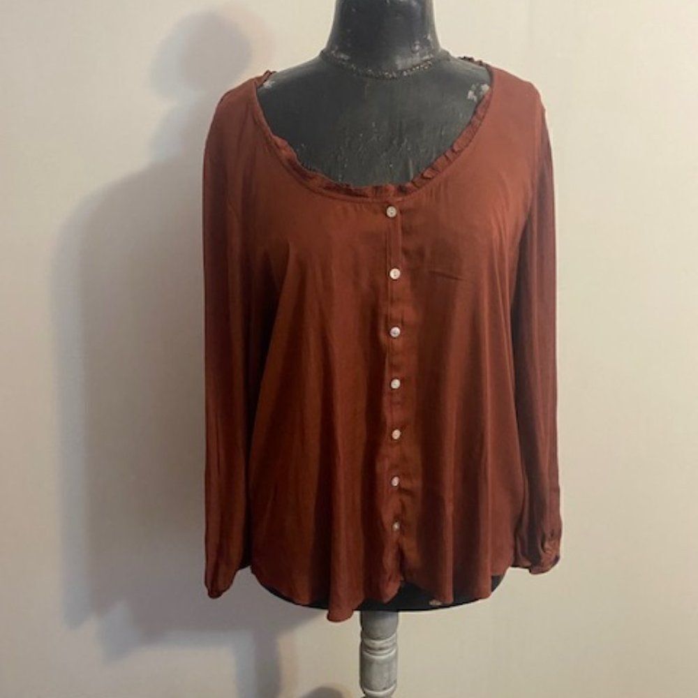 Anthropologie Dolan Marilyn Left Coast Collection Rust blouse, size XL